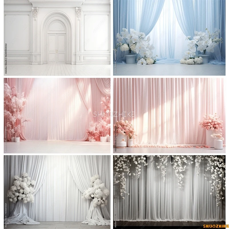 

Wedding Stage Photography Backdrops Aesthetic Luxury Flower Decoration Indoor Vintage Wall Photo Studio Background ZZ-04