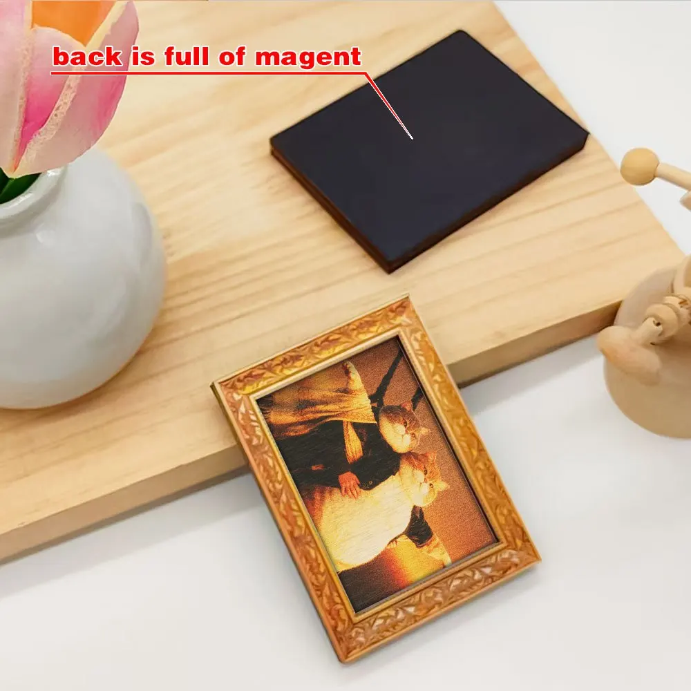 Retro Wooden Hakimi Fridge Magnet, My Heart Will Go On Mini Cat Decor Painting, Cute Ornament for Refrigerator, home Decoration