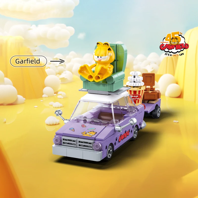 Garfield Car Blocks City Magic Cartoon Cat Anime Figures Collection Building Toy DIY Bricks for Kids Present Christmas Gift