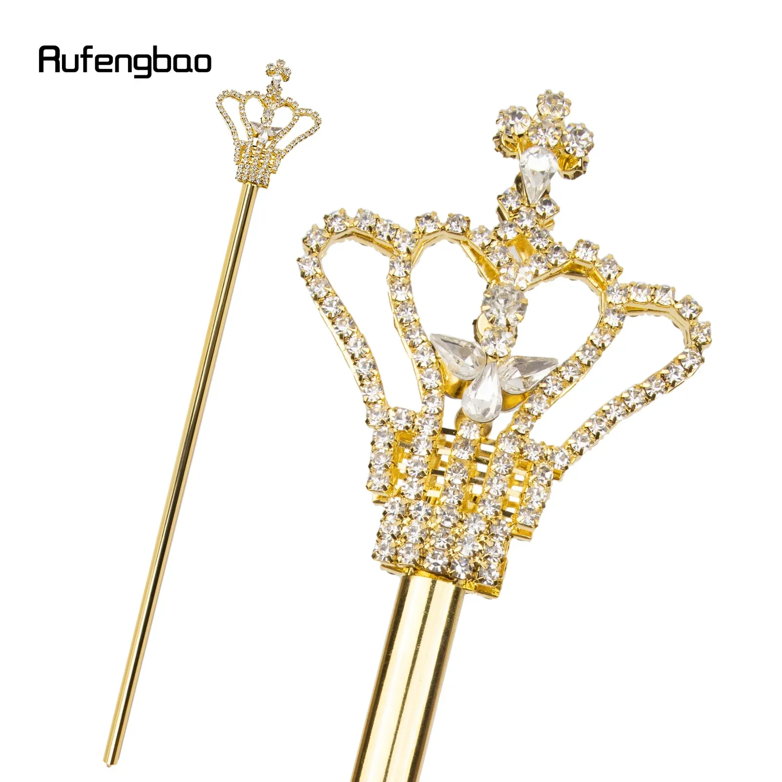 

Golden White Alloy Crown Fairy Wands for Girl Princess Wands for Kids Angel Wand for Party Performance stage Cane 48.5cm