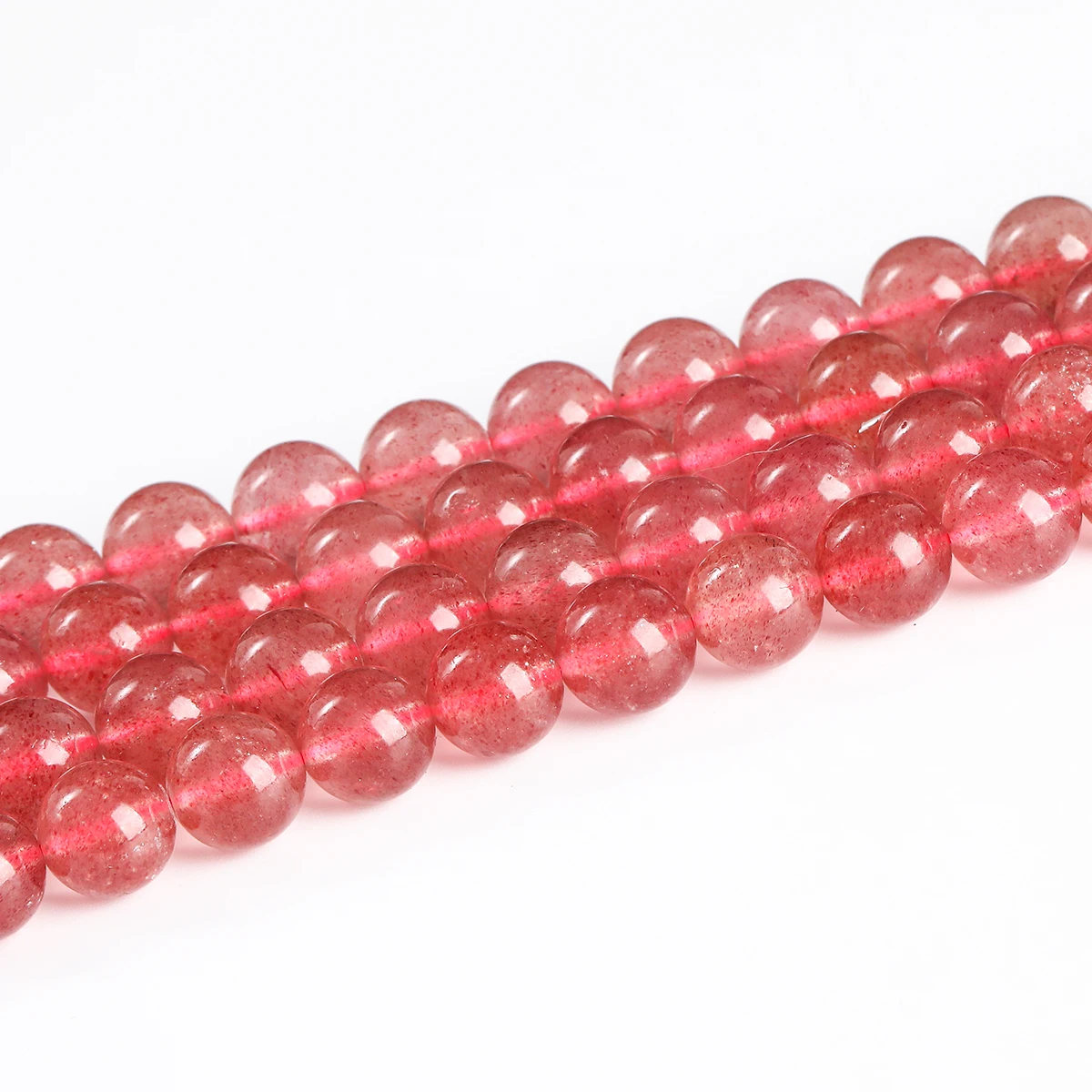3A Quality Natural Stone Brazil Strawberry Quartz Bead 4 6 8 10mm Loose Spacer Crystal Bead for Jewelry Making DIY Accessories