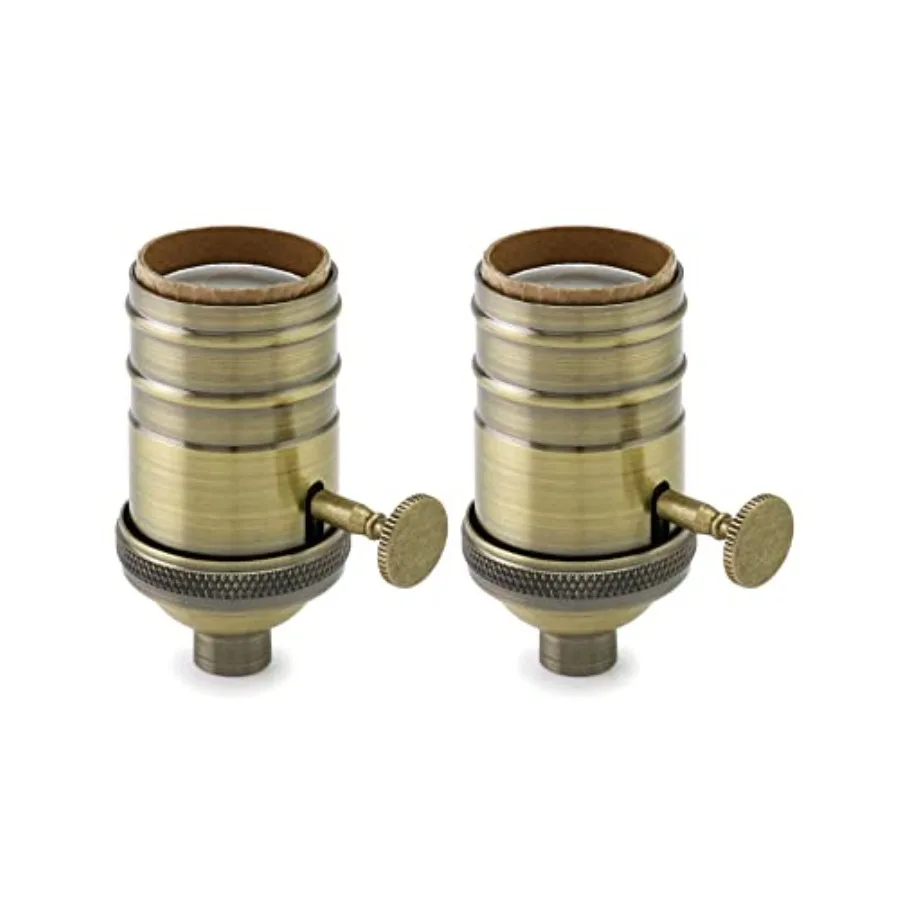 

E26/E27 Lamp Socket, On/Off Vintage Rotary Turn Knob, Antique Brass Tabletop Incandescent Lamp Base Repair Kit with Switch Knob