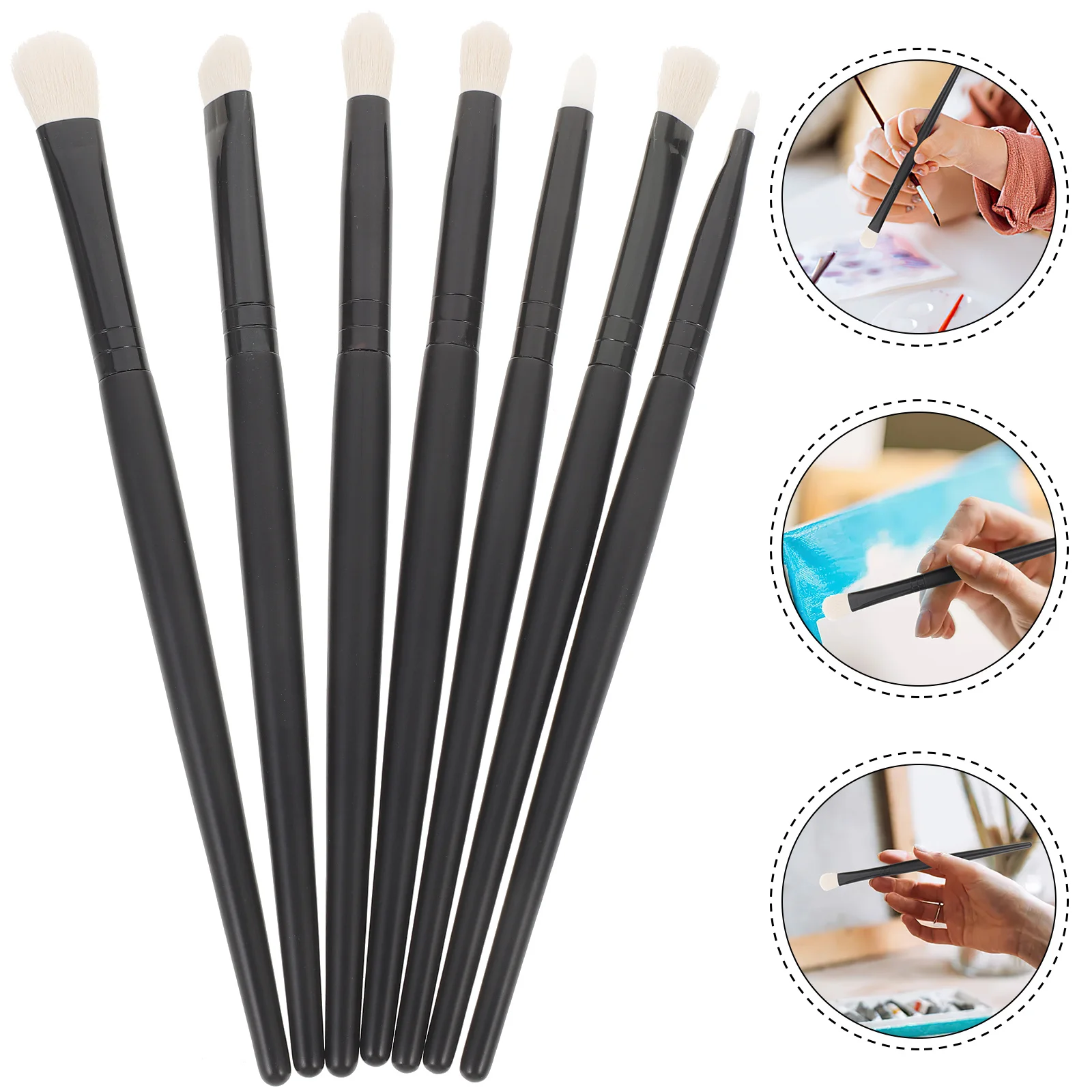 

7Pcs Painting Brush Collection Aluminum Wood Nylon Professional Wear-Resistant Multi-Purpose Painting Brush for Acrylic Oil