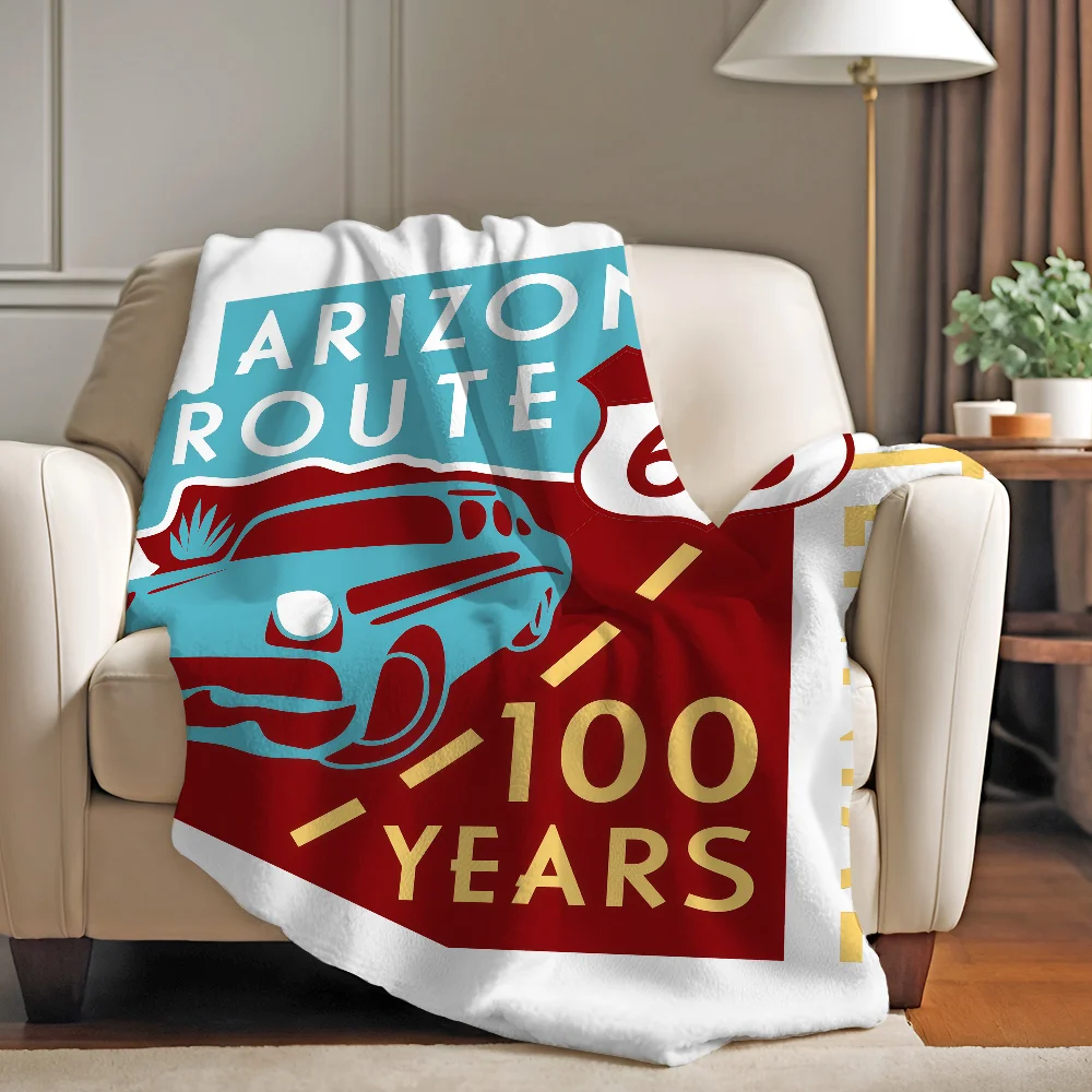 

Fashion US Route 66 Blanket Warm And Soft Suitable For Bedroom Living Room Sofa Bed Office Travel Camping