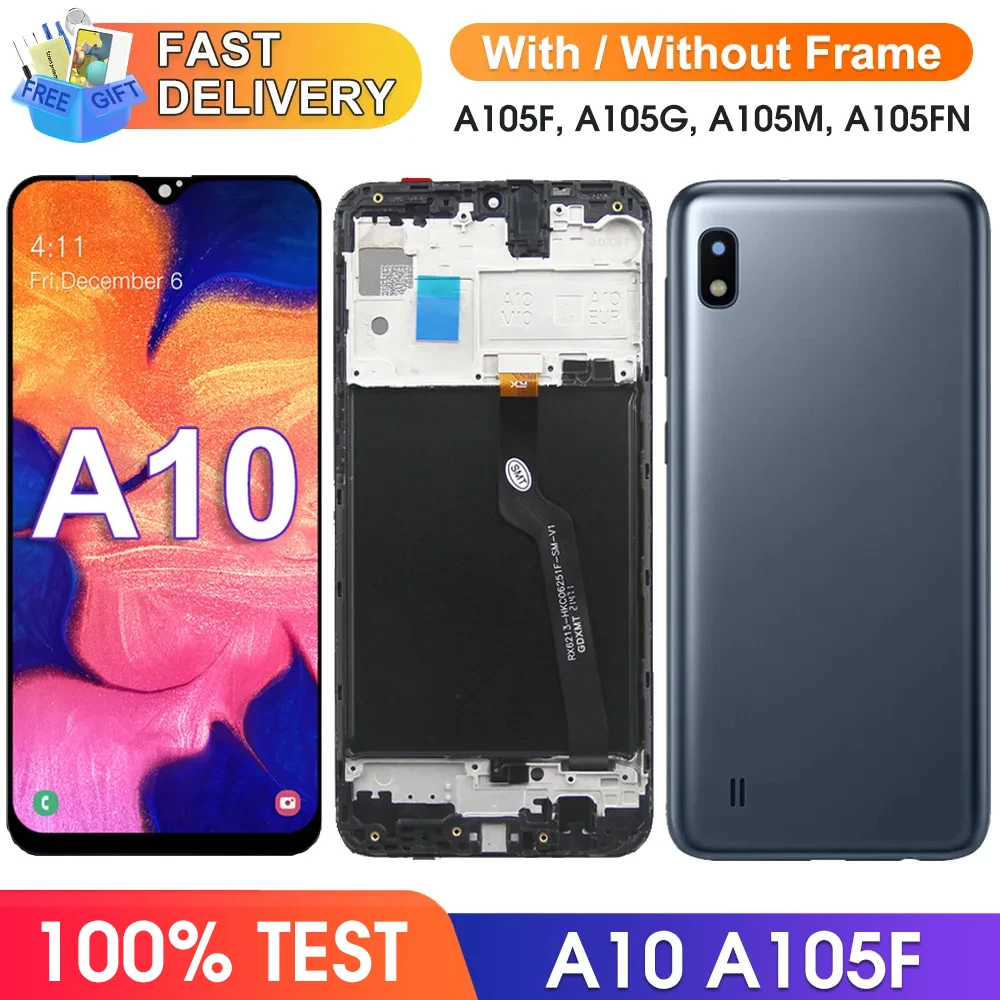 Замена экрана A10 A105F A105F/DS, для Samsung Galaxy A10, ЖК-дисплей, цифровой сенсорный экран с рамкой для Samsung Galaxy A10