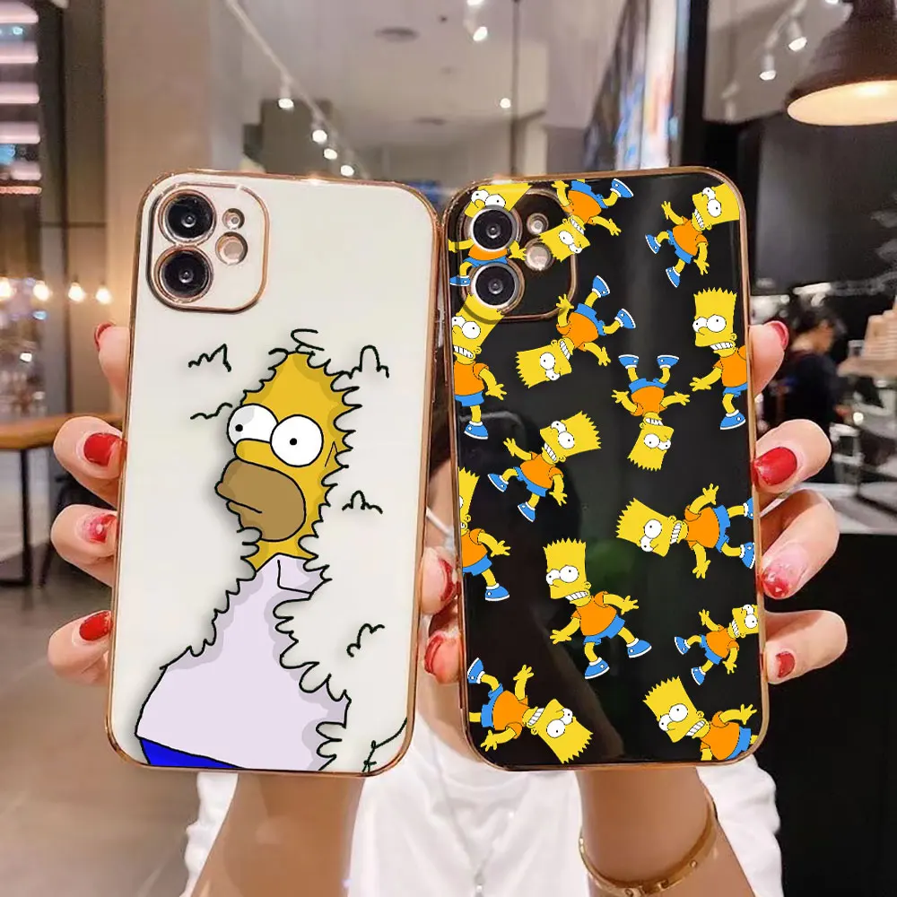 Smooth E-TPU Phone Case For APPLE iPhone 15 14 13 12 11 X XS Pro Max 8 7 SE 6S 6 Plus Mini Case Funny Cartoon H-Homer S-Simpsons