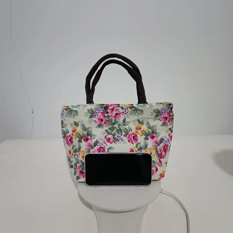 Women\'s Floral Print Shoulder Bag High Capacity Ladies Shopping Bag Eco Reusable Travel Handbag School Student Book Bag