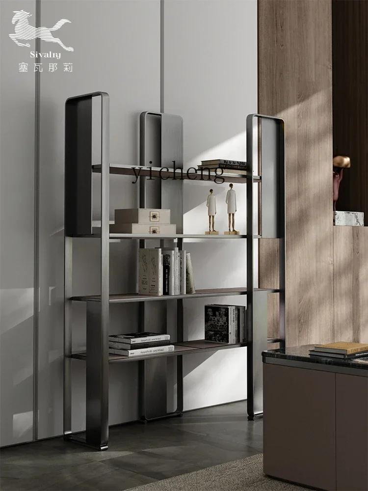 High-End Bookshelf Storage Floor Wall Living Room Stainless Steel Modern Simple Open Display Stand