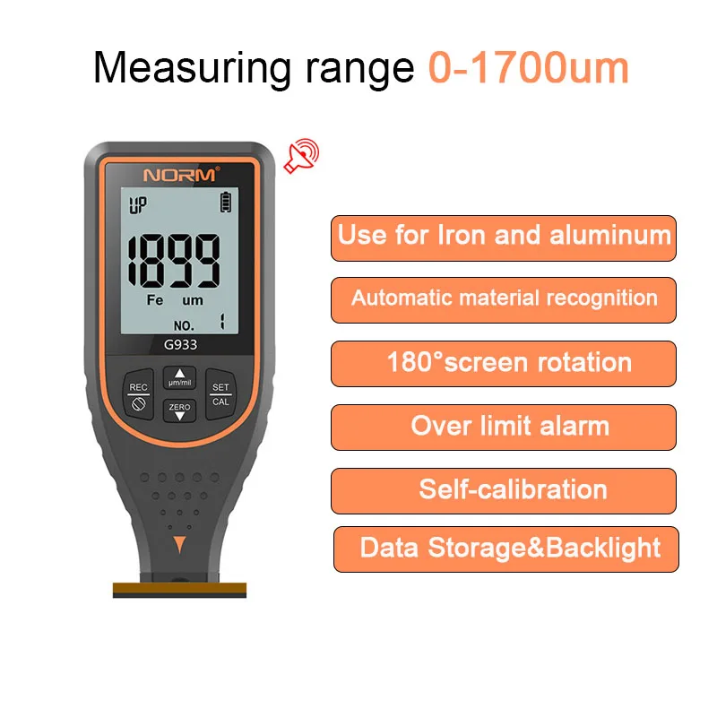 

Digital Coating Thickness Gauge 1 micron/0-1700 FE/NFE Paint Tool Car Paint Film Thickness Tester Meter with Backlight