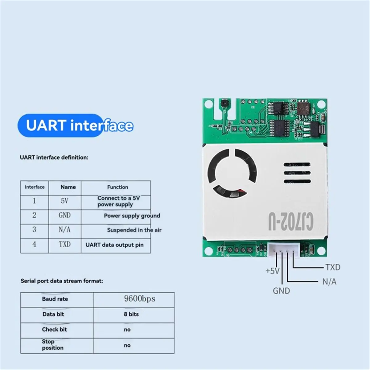 goodDT 1PC CJ-702-U Multi-in-One Sensor Module CO2/PM2.5/CH2O/TVOC and Temperature & Humidity Detection Collector Module