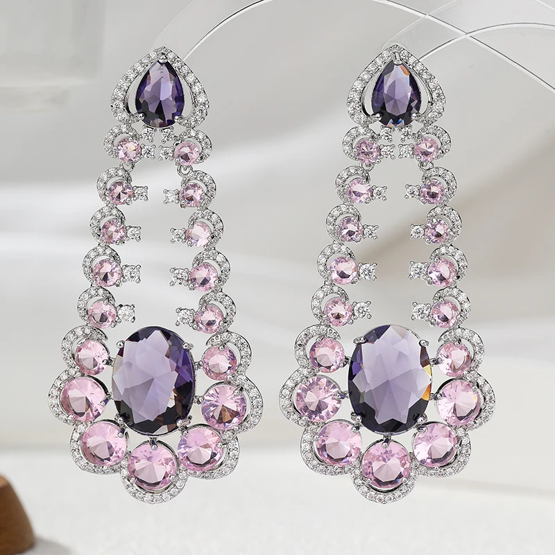 

SENYU Super Luxury Cubic Zirconia Wedding Drop Earring Fashion Big Dubai Shiny Stone Women Jewelry Dangle Earring