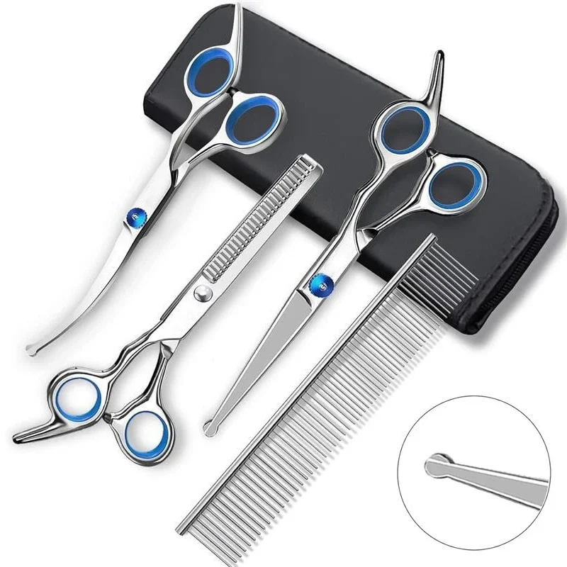 Pet Safe Grooming Scissors – Ambidextrous Stainless Steel Dog Shears with Round Head for Precise Trimming
