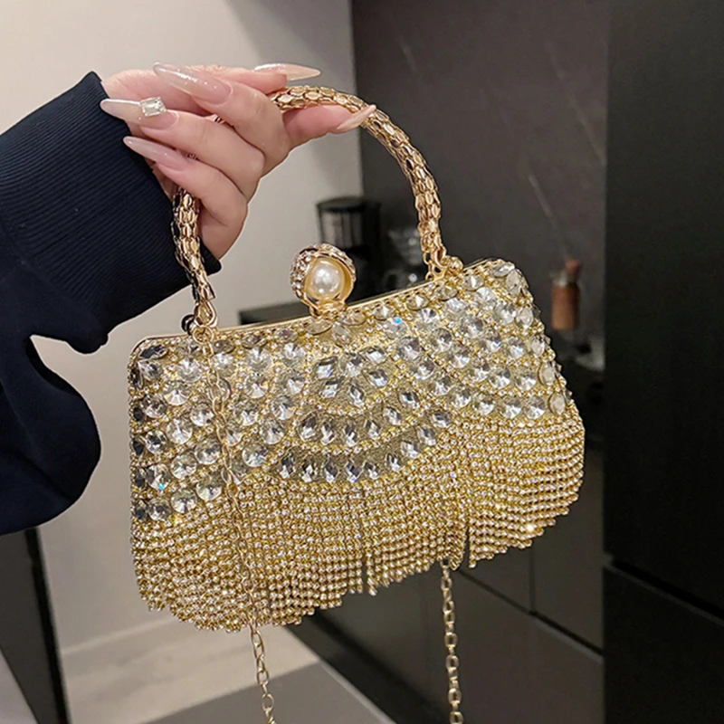 

Роскошные модные вечерние клатчи с бриллиантами, женские сумки на цепочке, женская сумка через плечо, блестящий кошелек-клатч, вечерние сумки