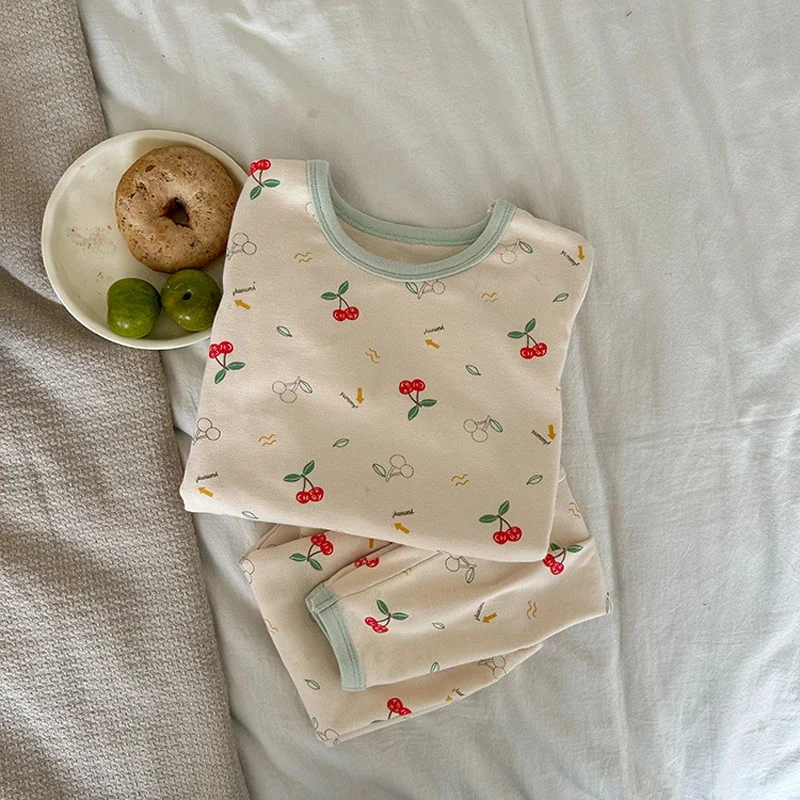 

Winter Children's Pajamas Home Clothes Boys And Girls' Baby Warm Autumn Clothes Suit Long Sleeves+ Pants Baby Kids Underwear Set