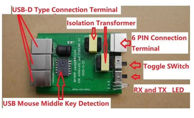 Latest  R1-2023 ASL-Echolink-zello-YY Voice Interface Board USB Sound Card Version SSTV PSK31 AllStar Link Controller