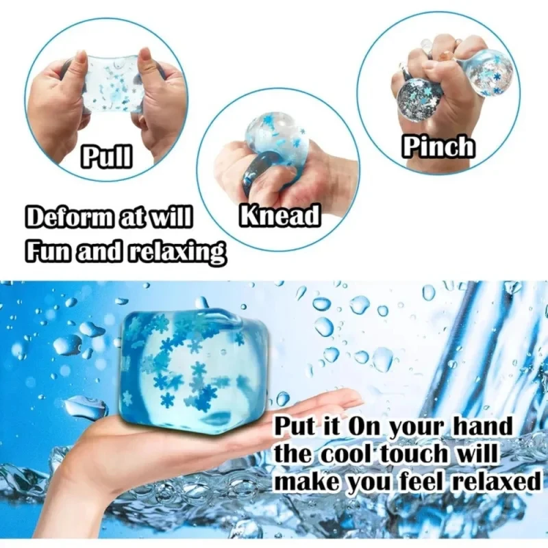 Snowflakes Ice Cube Anti-stress Squishy Toys Slow Rebound Stress Relief Ball Decompression Fidget Toy For Adults Birthday Gifts