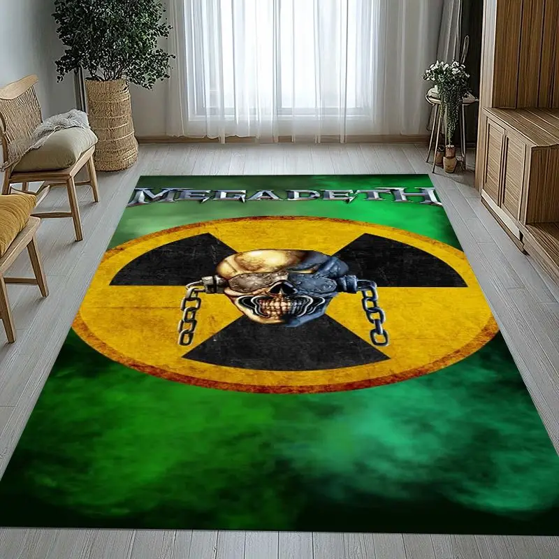 Sign M-Megadeth Heavy Metal Band Soft Non-Slip Large Area Rug for Living Room,Bedroom Playroom Carpet Mat for Sofa,Home Decor