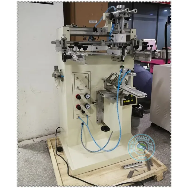 

Semi Automatic Rotary Cylindrical Silk Screen Printer Round Acrylic Glass Plastic Cup Bottle Silicone Wristband Printing Machine