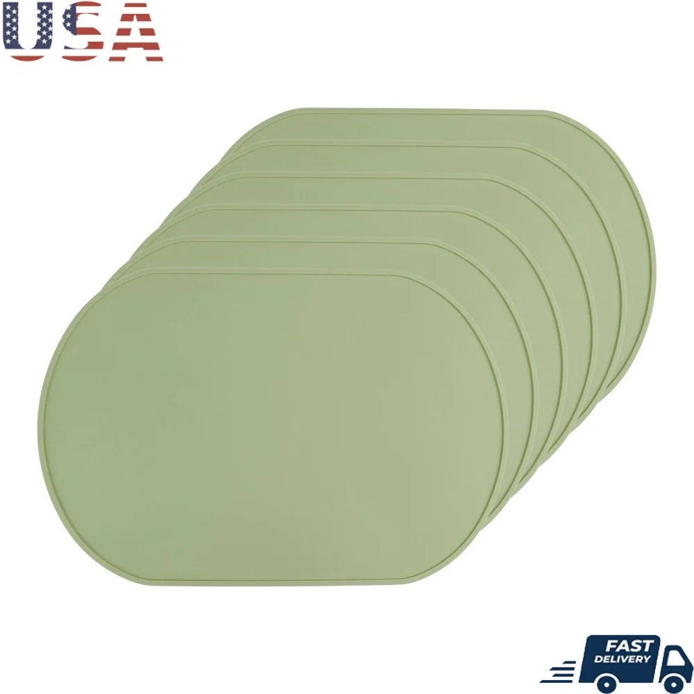 

6 Pack Silicone Placemats Non-Slip Waterproof Table Protectors Easy Clean Durable Heat Resistant Home Dining Parties Restaurants