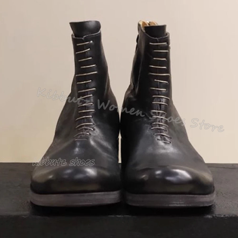 StephanRinse-Bottes Rondes en Cuir group pour Homme, Chaussures de Luxe avec Fermeture Éclair au Dos, à Talons Épais, à la Mode, Nouvelle Collection