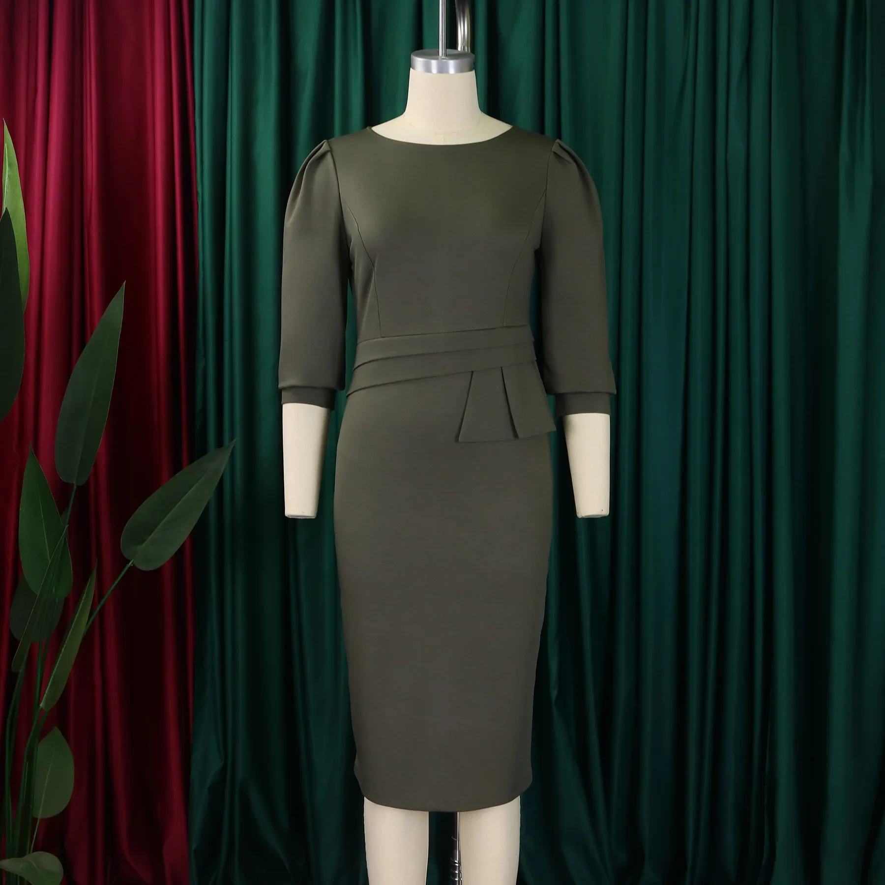 

Summer Autumn Africa Clothing 3/4 Sleeve Dress African Dresses For Women Sexy O-Neck Perspective Slim Office Lady Party Dress