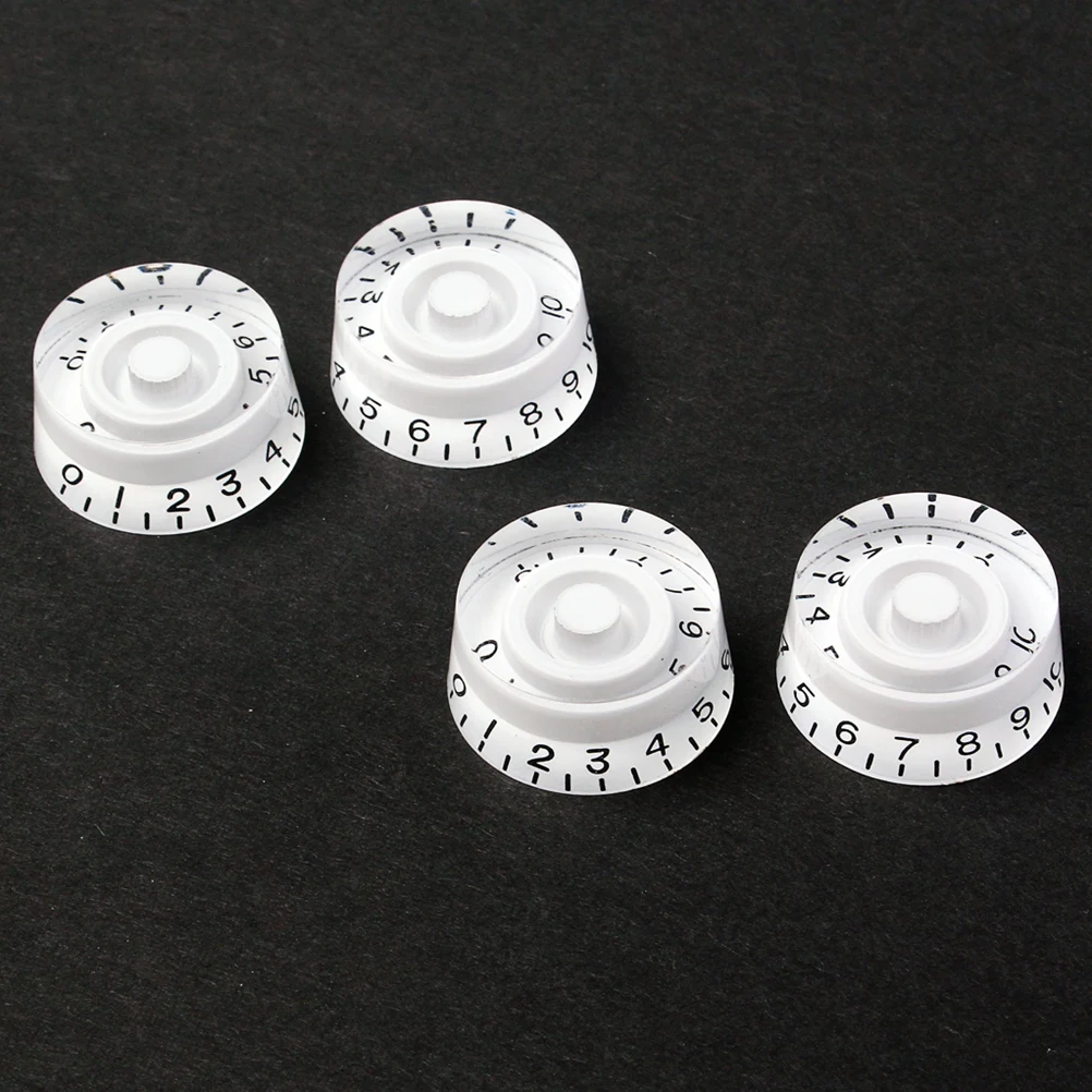 

4 PCS/ Large Circle Knob Old Control Knobs Guitar Volume and Tone Black Letter Dirty Electric White