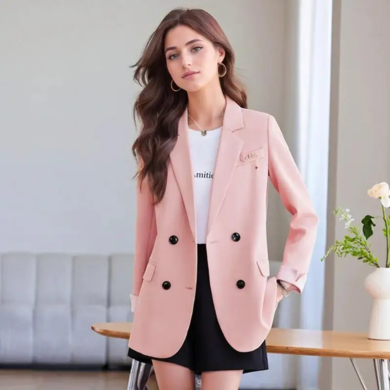 

Double Breasted Women's Blazers Feminino Spring 2025 Business Formal Jacket Coat Outerwear Plus Size Blazer Femme Work Wear