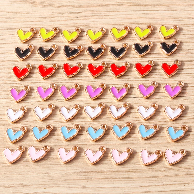 30 stücke 9x9mm süße kleine Emaille Liebe Herz Charms Anhänger für Schmuck machen Tropfen Ohrringe Halsketten Armband DIY Bastel bedarf – Detail 2