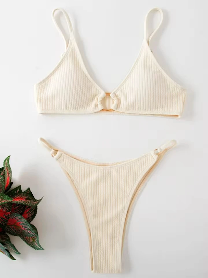 Vzvn Sexy Solid Thong Bikinis Set Women Split Swimsuit Beach Vacation Bikini 2026 All Season Backless Brazil Bikinis 2 Piece Set