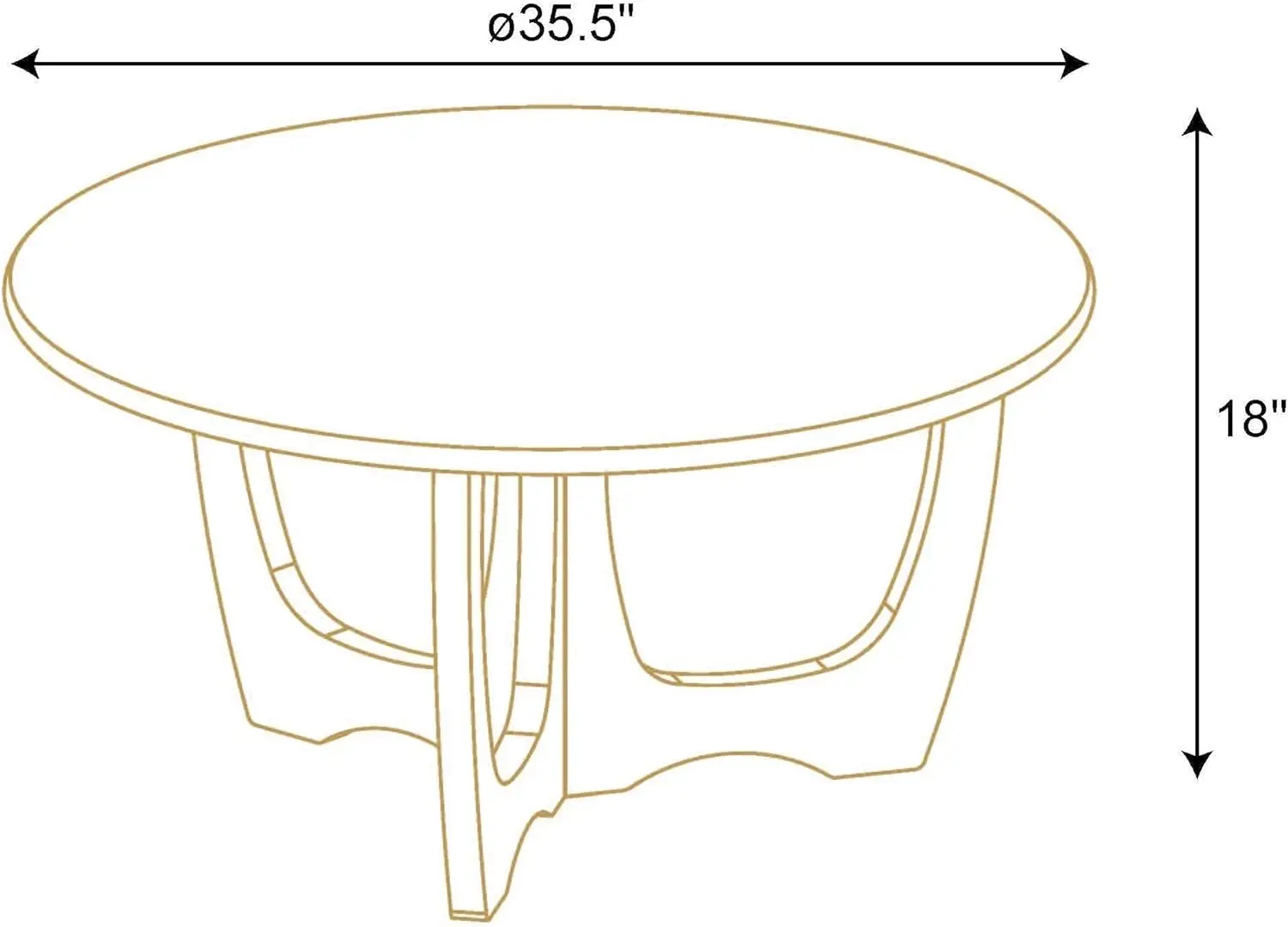 FINECASA-Mesa De Café Redonda De Madeira, Perna Curva, Sofá De Acento, Decoração De Casa, Mesas De Sala De Estar, Cor Castanha, 36x18 Polegadas