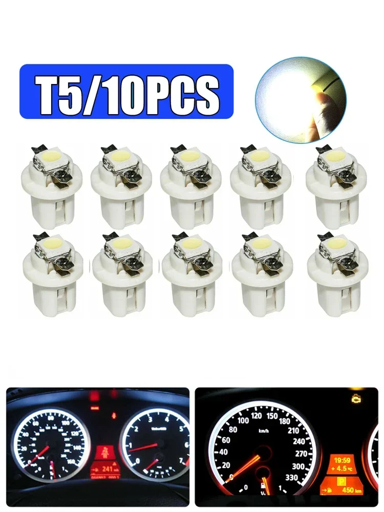 Lampe de tableau de bord de vitesse de voiture Prada, ampoules LED blanches, jauge de lampe, accessoires intérieurs, T5, B8, 5D, 1SMD, 5050, 10 pièces