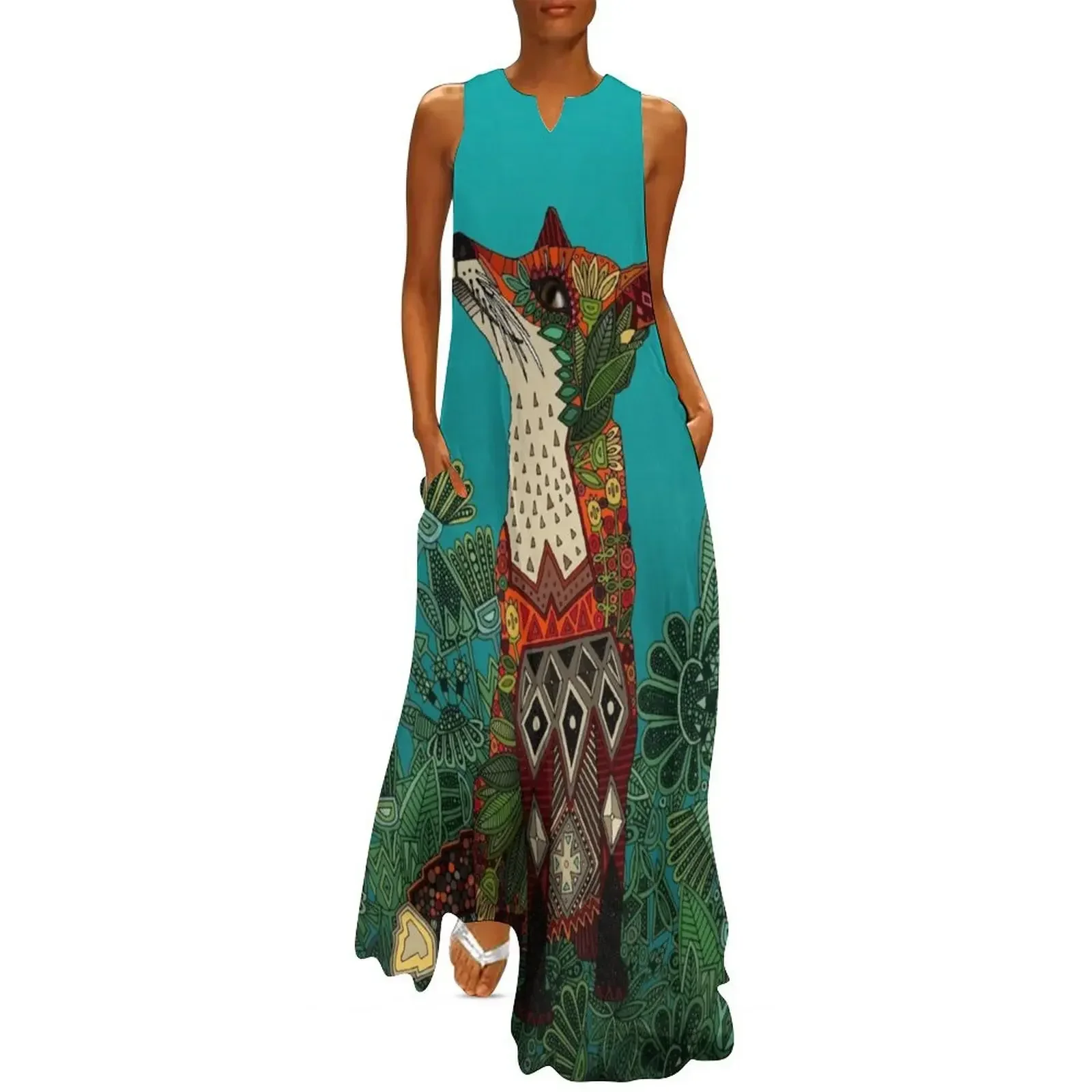 

floral fox Long Dress dress party night party dresses women dress for women summer womans clothing