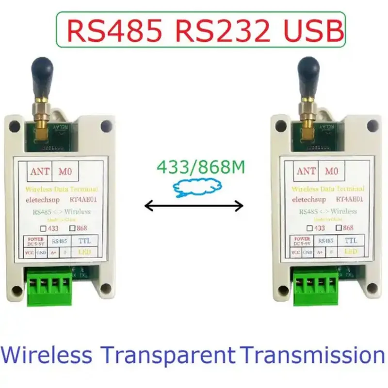 RS485/RS232/USB Master-Slave Network Transceiver Wireless Repeater FSK GFSK 433M 868M Uhf FR Module Board RT4AE01