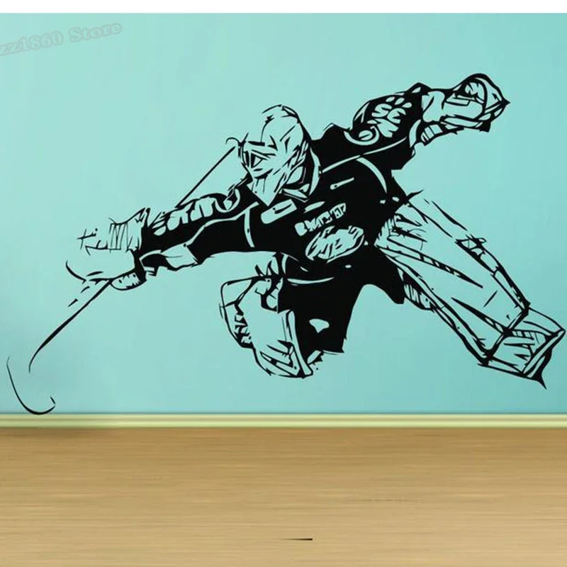 Hockey Wall Sticker Hockey Player hockey stick wall sticker goalkeeper decal goalie sticker for boys Room Decor Poster A041