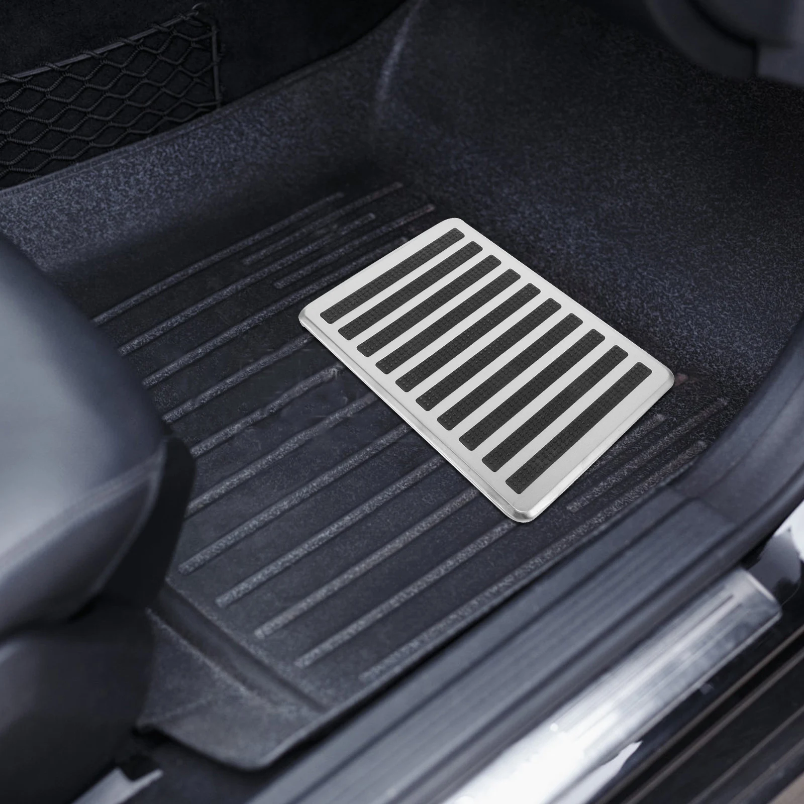 

Stainless Steel Square Pedal Pad Car Floor Mat Patch Universal Fit Durable Antislip Foot Rest Plate Easy Clean Auto Interior