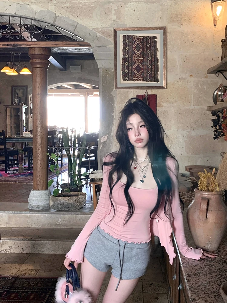 

FuunJ Women's Thin Knitted Cardigan Set with Strap Vest Outerwear Soft Long Sve ort Length Faionable Summer Outfit