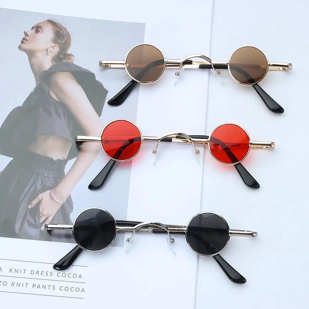 

Women Men Candy Color Metal Frame Small Round Sunglasses Sun Glasses Punk Shades