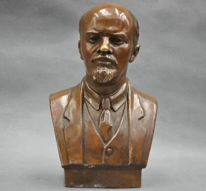 Copper Brass CHINESE crafts Asian 7'' Elaborate Soviet Leader Vladimir Ilyich Ulyanov Lenin Bust Copper Statue