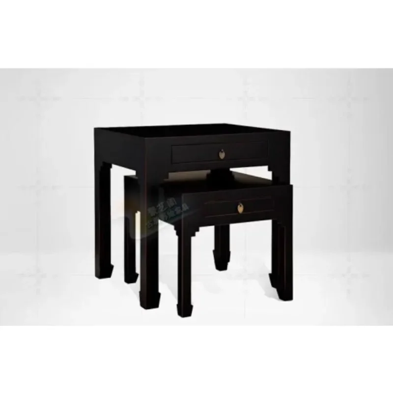 

Новый китайский чайный угловой столик из цельного дерева, простая китайская окантовка, старый край стола, модный антикварный набор