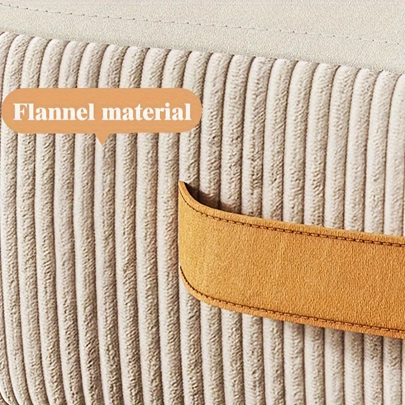 Chic White & Orange Polyester-Covered Wooden Footstool - Versatile Shoe Changing Stool for Living Room, Bedroom image 4