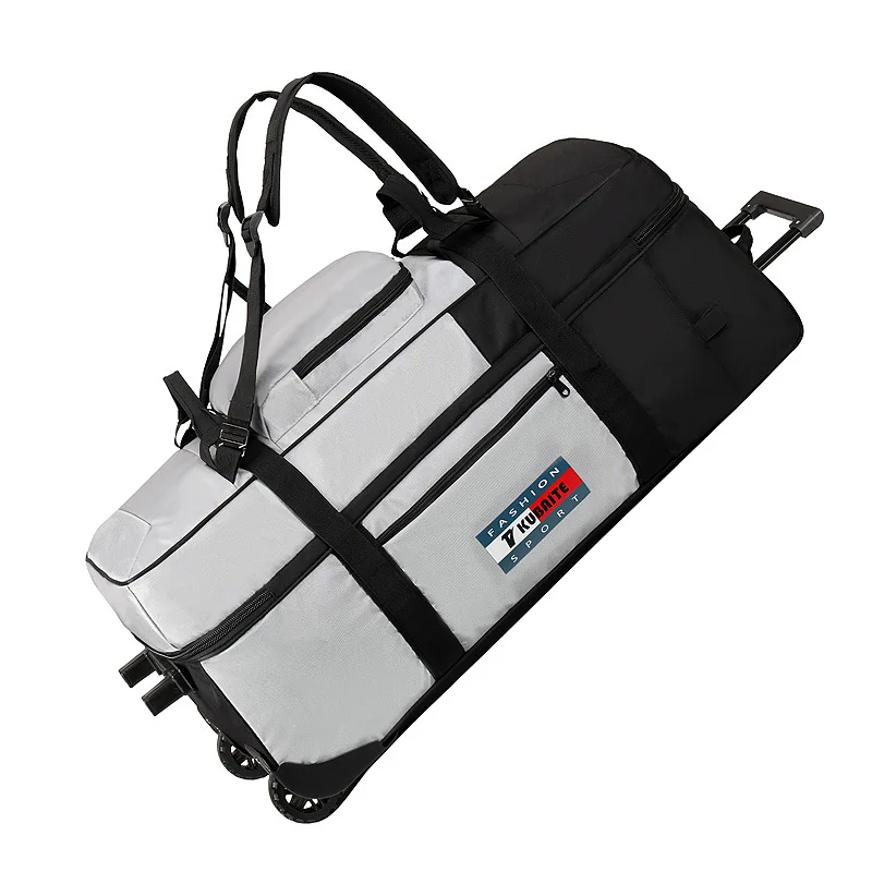 Large Capacity Wheel Travel Bag Shoulder Sports Equipment Bag Oversized Backpack Camping Checked Luggage Bag Tie Rod Bag.