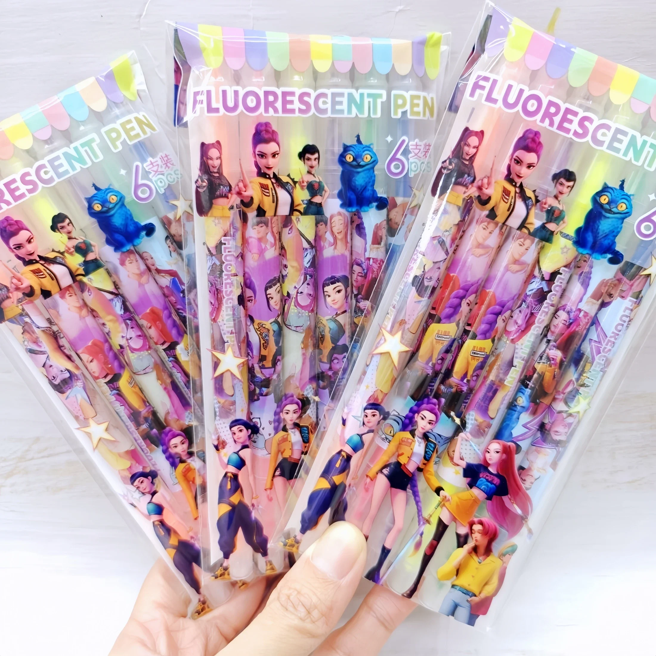 

6 Pcs K-pop Double-headed Highlighters, great for highlighting, ideal gifts for various occasions. [Styles sent at random]