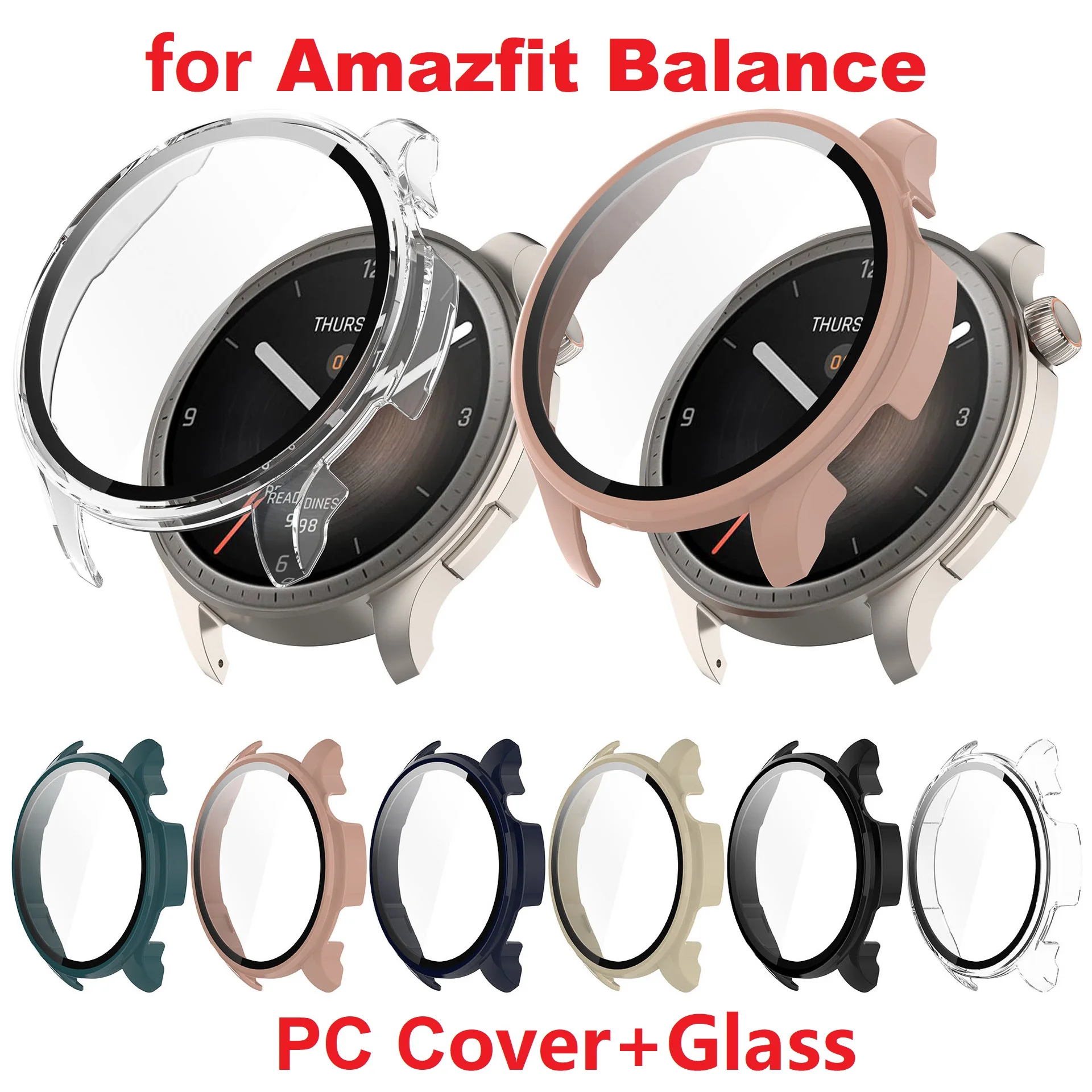 30pcs PC Protective Cover for Amazfit Balance Smart Watch Hard PC Bumper Tempered Glass Screen Protector Case