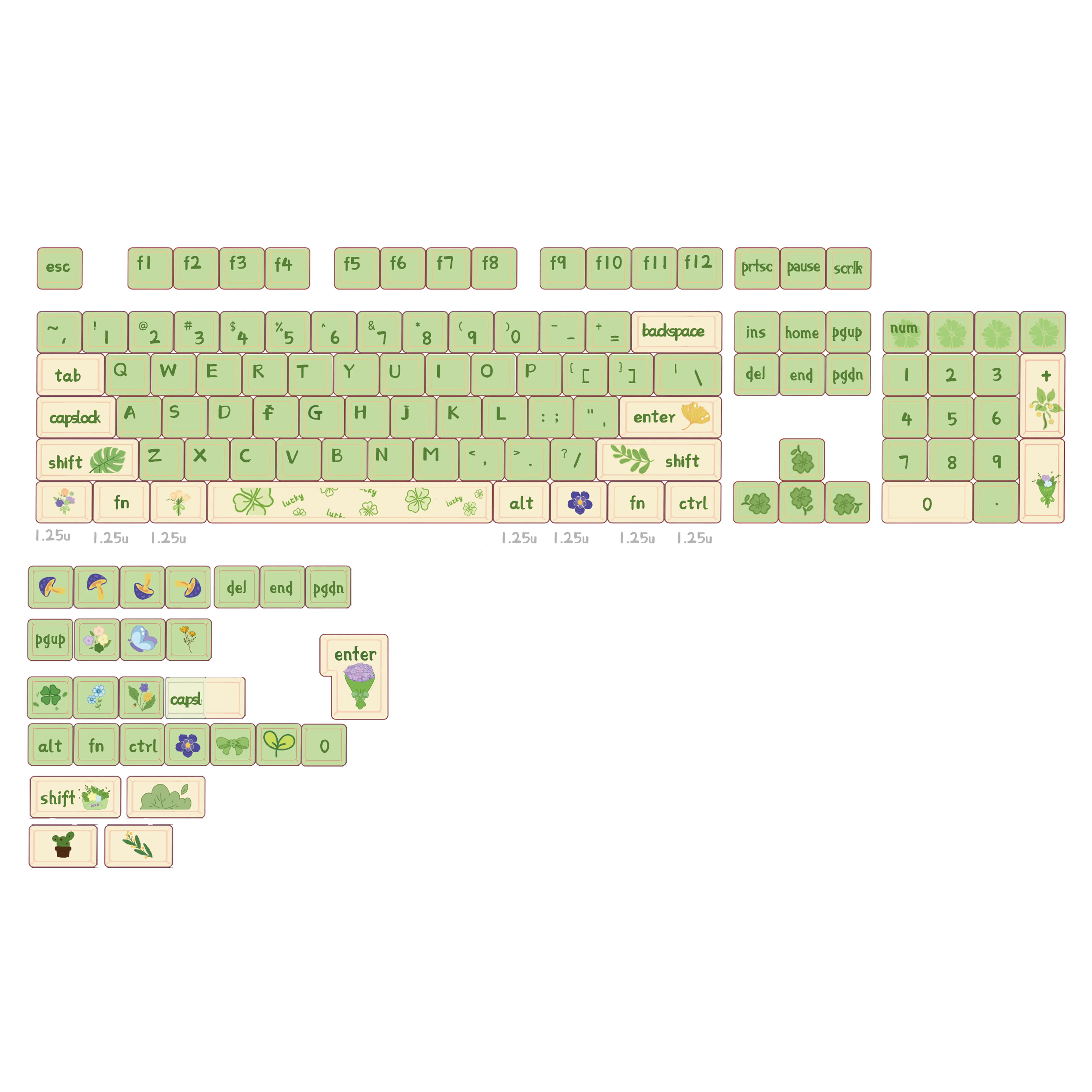 Green keycaps, suitable for mechanical keyboards, hope brother original high-content PBT material hot sublimation keycaps