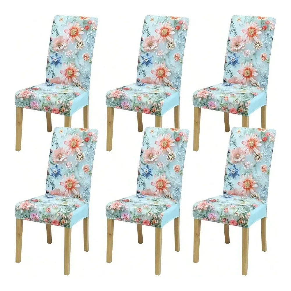 

Чехлы для стульев, набор из 6 чехлов для стульев для столовой, эластичные чехлы для кухонных стульев, съемные моющиеся чехлы для стульев, чехлы для стульев Parsons.