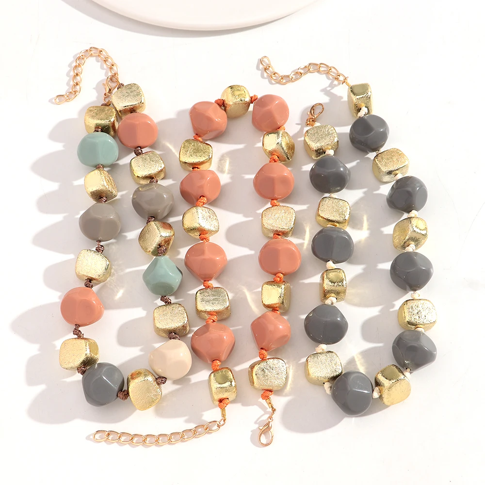 Fashion Irregular Beads Handmade Knot Choker Necklace for Women New Geometric Beaded Collar Necklace 2026 Autumn Winter Jewelry