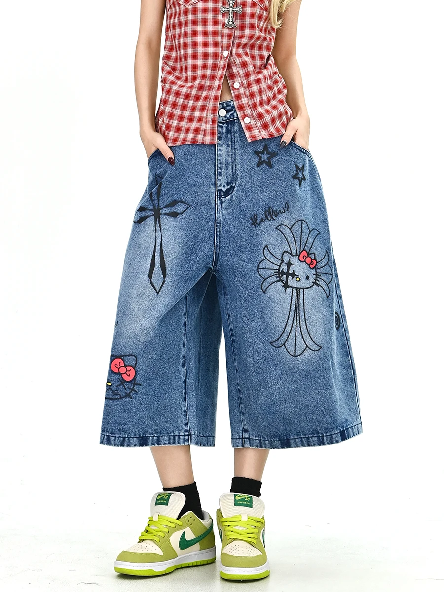 

Джинсы Waed Denim свободного кроя для женщин, длина 7/8, весна 2026, модная молодежная одежда, удобные повседневные джинсы