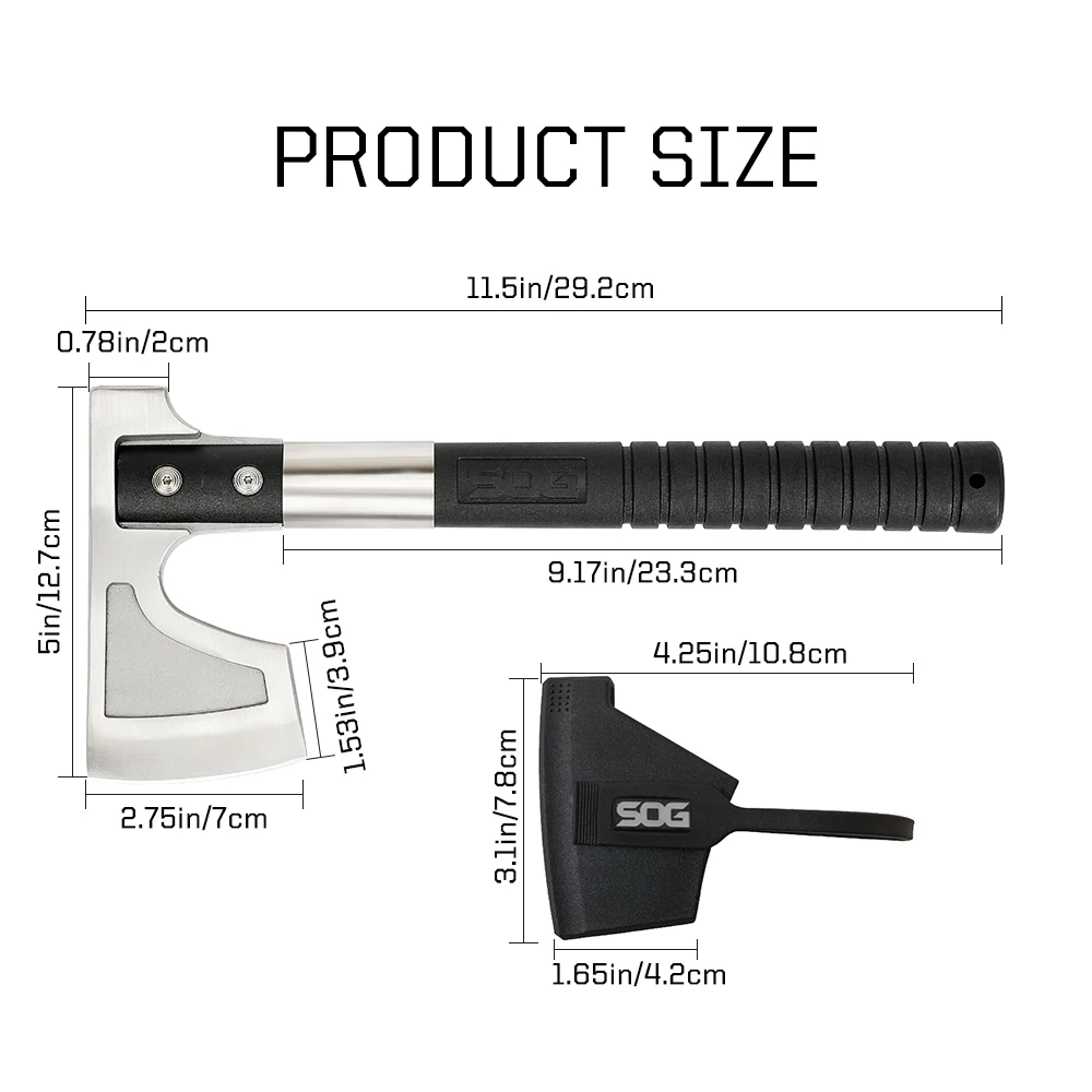أداة مطرقة هاتشيت للتخييم مع غمد 3.1 بوصة شفرة من الفولاذ المقاوم للصدأ للاستخدام الخارجي والطوارئ (CH1001-CP)