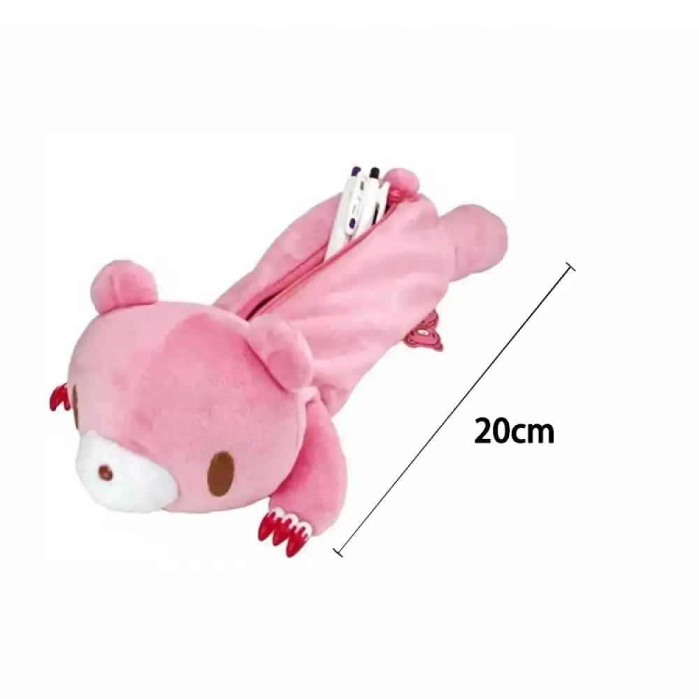 Bloody Bear Pencil Case Pink Bear Makeup Bag Cute Stationery Pouch Kawaii School Supply Christmas Gift