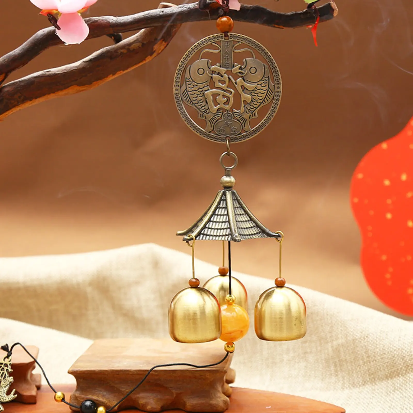 

Copper Wind Tinkler Auspicious Decoration Vintage Asian Hanging Decoration Vintage Design Hanging Decoration Crisp Sound